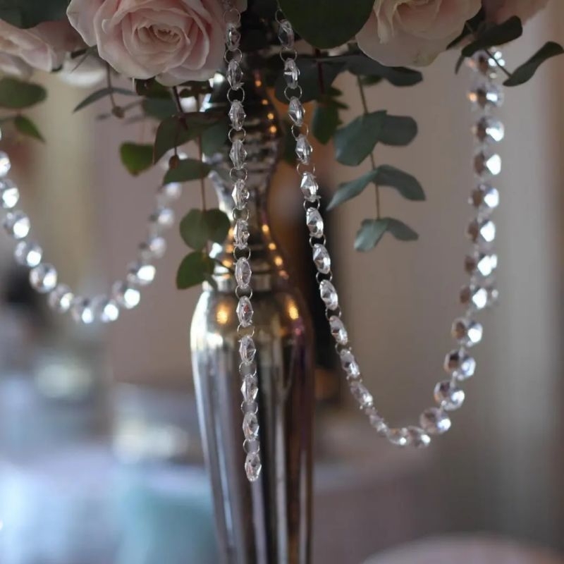 Manik Manik Kristal Denga Ring Silver Bahan Akrilik Ukuran 10M