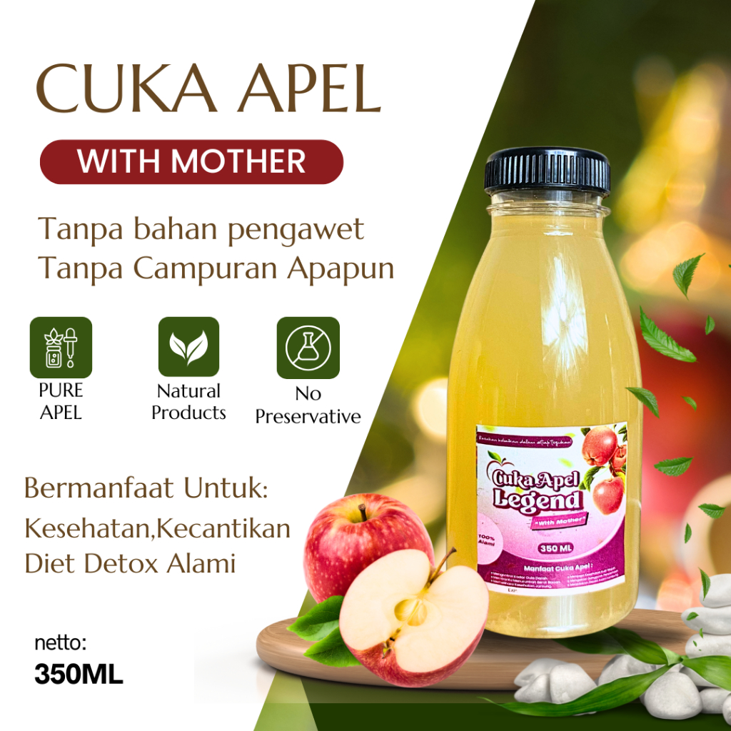 

Cuka Apel Organik Legend 350ML Cider Vinegar Original 100% Murni With Mother Detoks dan Kesehatan