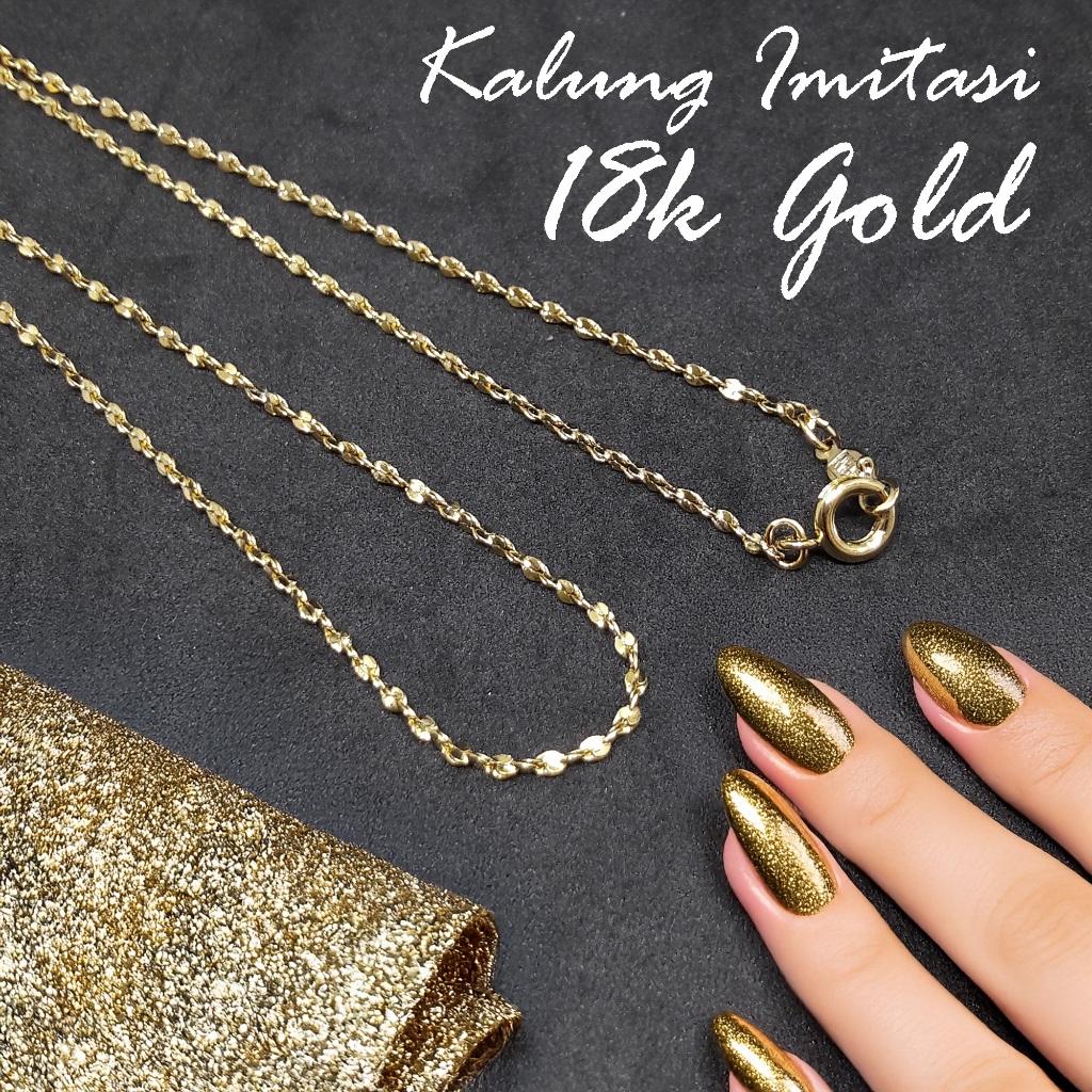 HARGA/12pcs, Kalung Polos Emas Imitasi Kalung Emas Imitasi Lusinan Grosir Murah Cakrawala