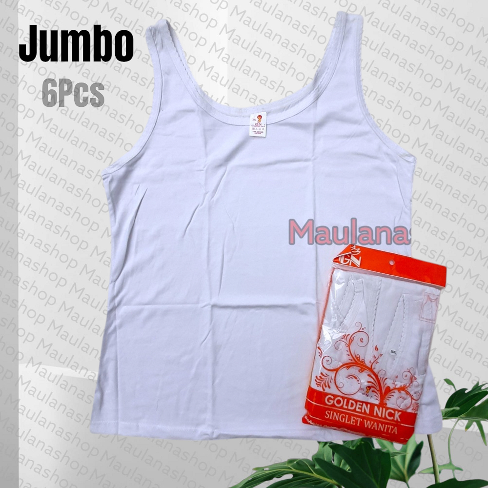 6Pcs Singlet Golden nick AT1073 kaos dalam wanita size jumbo katun XXXL