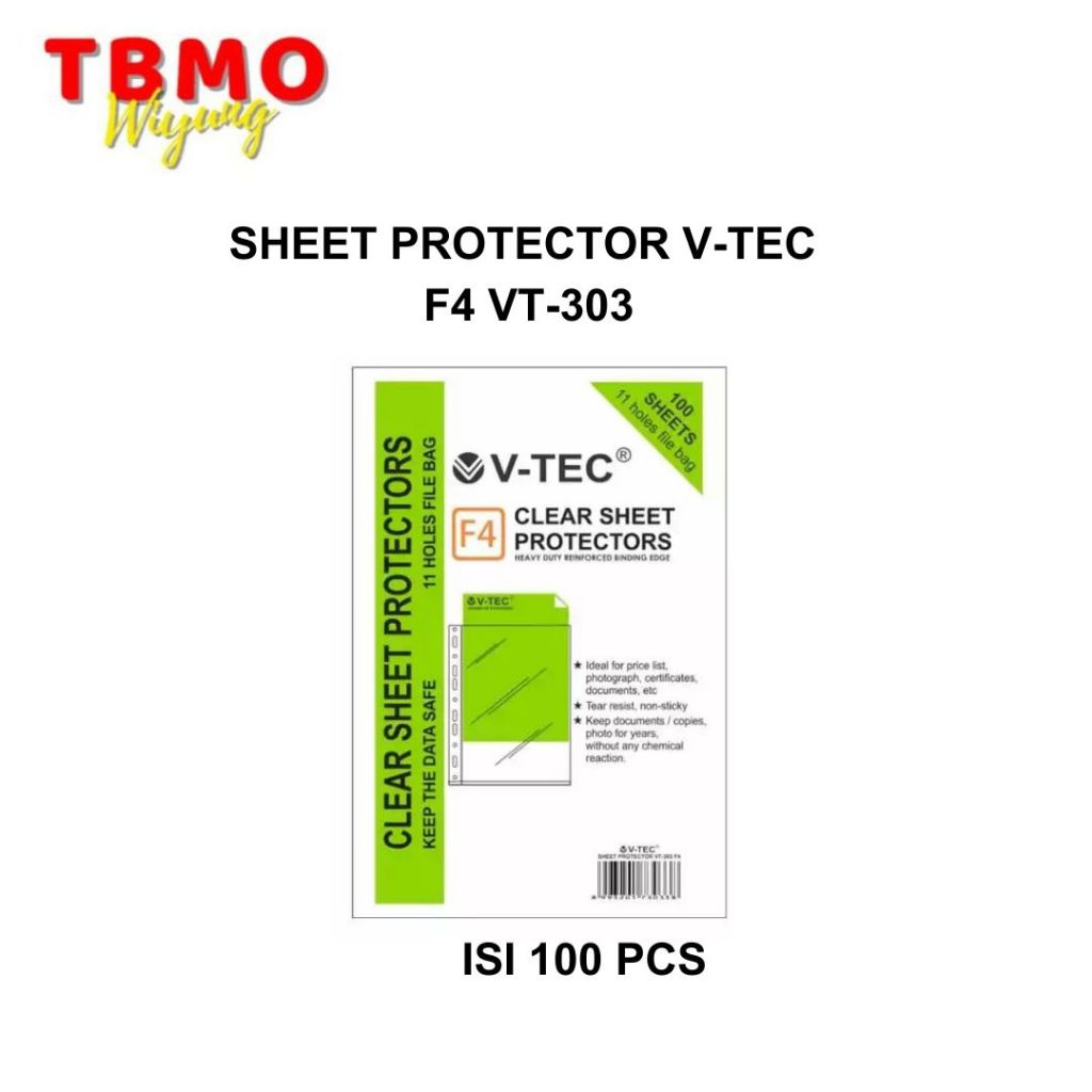 

TBMO SHEET PROTECTOR VT-303 V-TEC - F4 ISI 100