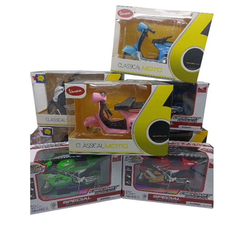 MINIATUR MOTOR ADA LAMPU & MUSIK Die Cast Motor Balap/Motor Vespa/Motor Nmax/Motor Yamaha