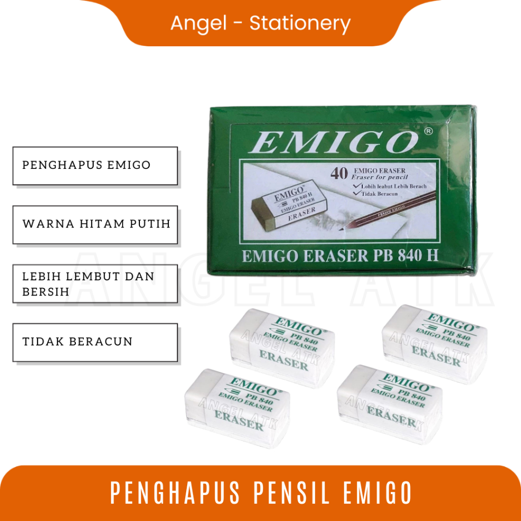 

Penghapus Emigo ( PB-840 P ) / Penghapus Eraser Mini / Tidak Mudah Patah / Ukuran Kecil / Tidak Beracun / Bayar di Rumah / Atk Blessing