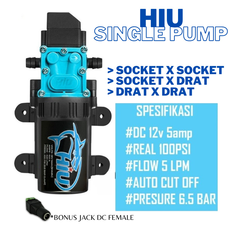 POMPA DC 12v HIU 5 LPM 6.5 BAR otomatis cut off tekanan tinggi