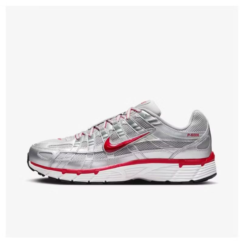 Nike P-6000 Nike P 6000 Nike P6000 METALLIC FLAT SILVER COOL GREY GYM RED