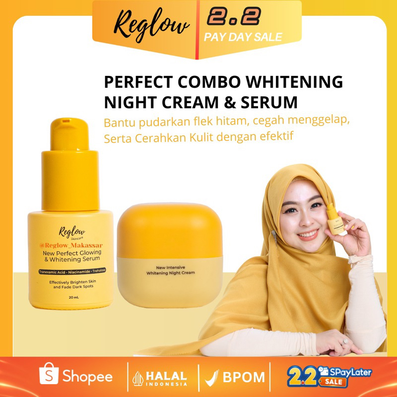Reglow Whitening Serum + Night Cream Ampuh Menghilangkan Jerawat