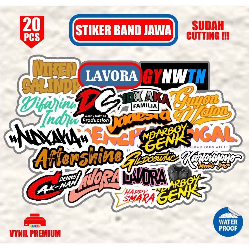 

stiker pack band jawa ambyar 20pcs sudah terpotong waterproof