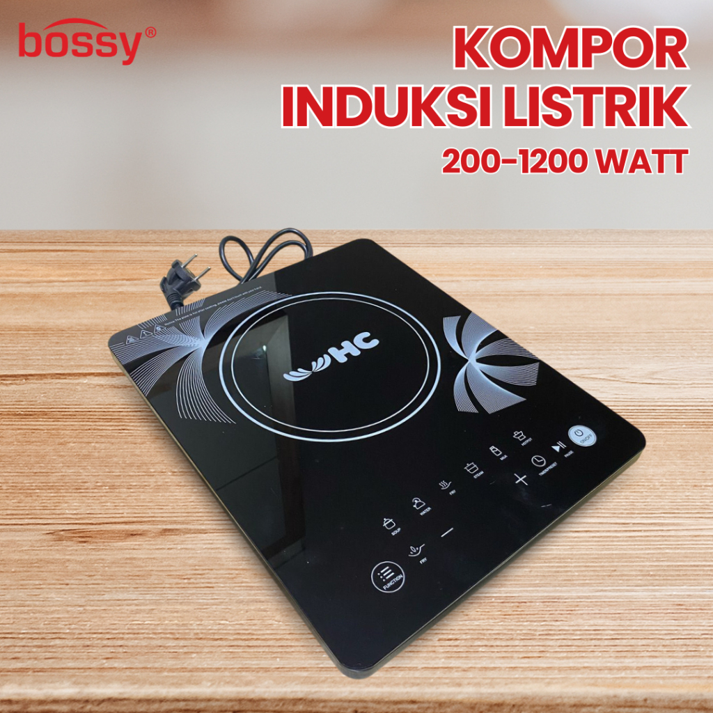 BOSSY Kompor Listrik Induksi Portabel Serbaguna Daya Listrik 200-1200 Watt