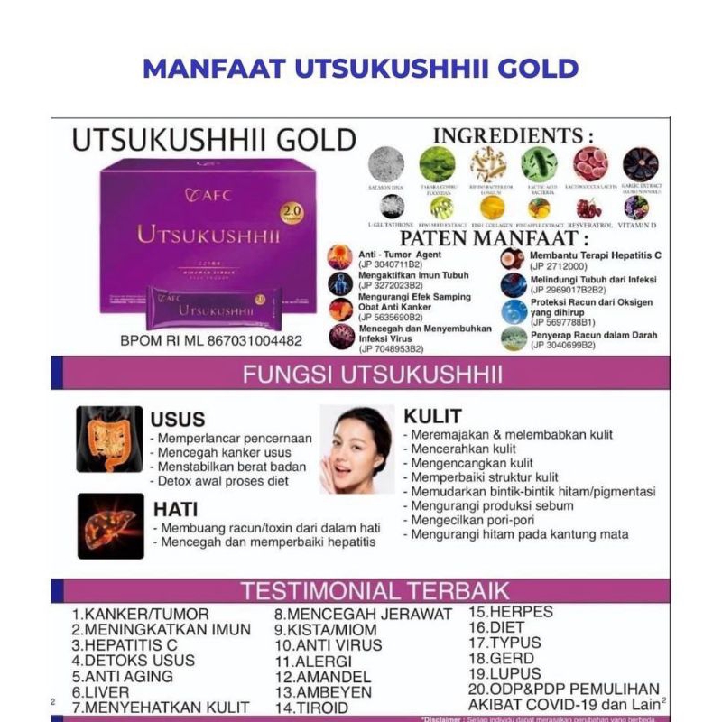 utsukushhii superfood Jepang makanan kesehatan afc