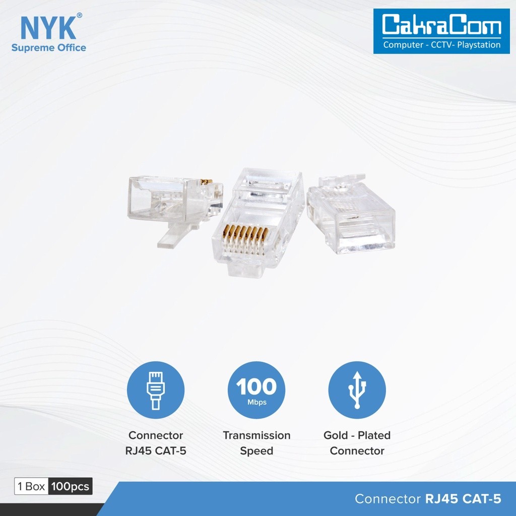 RJ45 NYK (1BOX ISI 100PCS) - Connector Rj45 Nyk Cat5 / NYK Konektor Cat 5 RJ45 100 PCS
