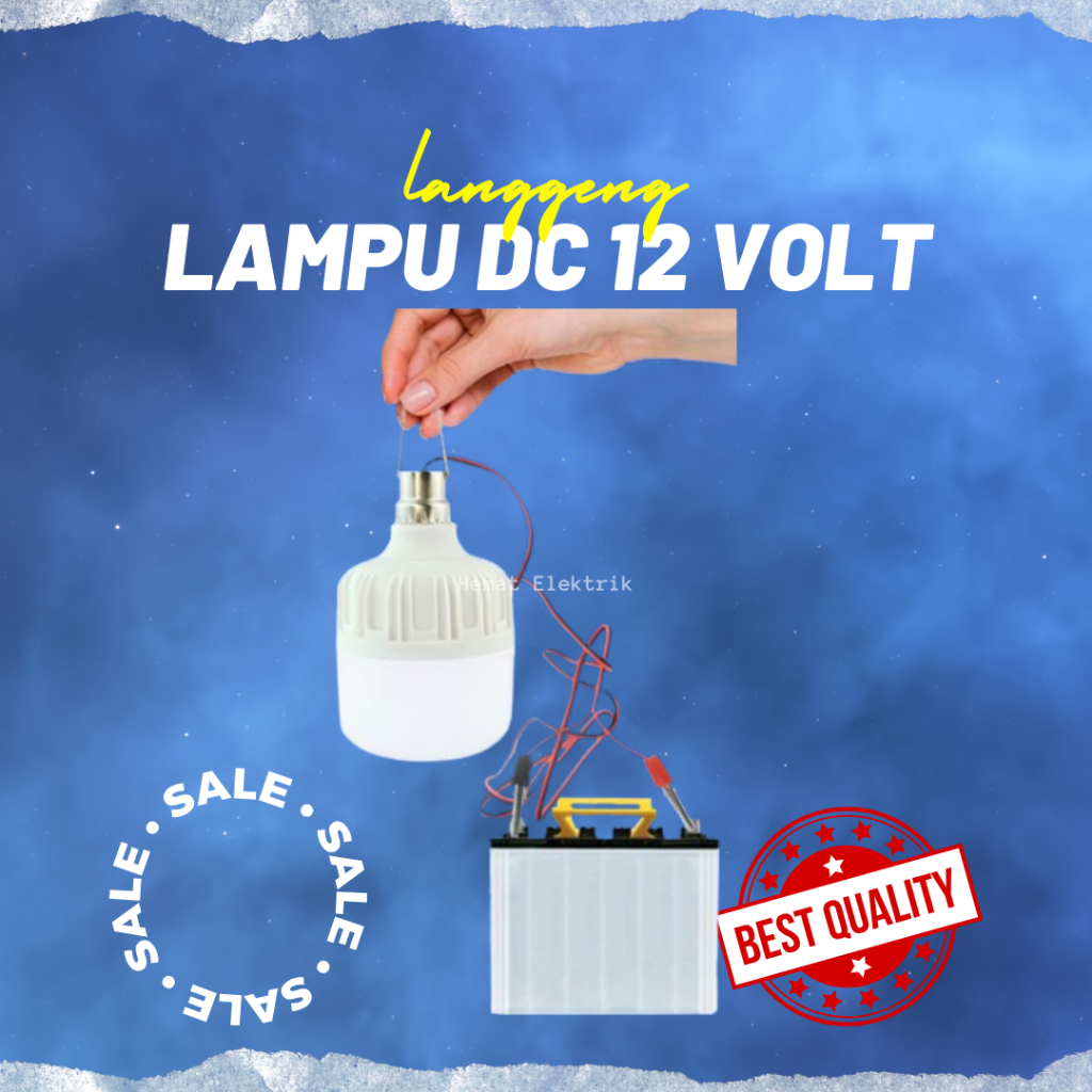 Lampu LED DC Sambung Aki Baterai 12 volt 10 15 20 Watt Langgeng Cahaya Putih Super Terang