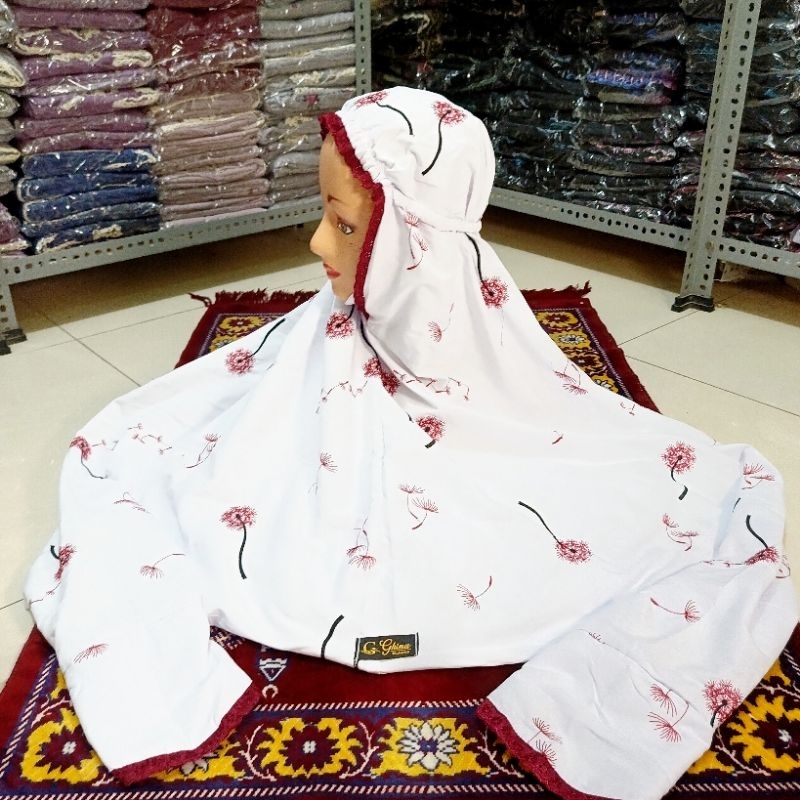 Mukena Dewasa Terusan Bordir Mukenah Lajuran/Lajur Langsungan Polino Silk Super Motif Bordir Rukoh L
