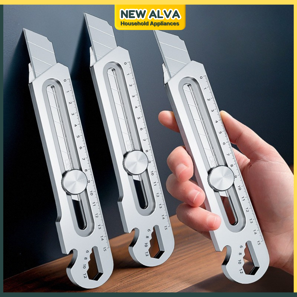 

COD Pisau Cutter Stainless 9IN1 Kater Tajam Multifungsi Pembuka Tutup Botol Penggaris