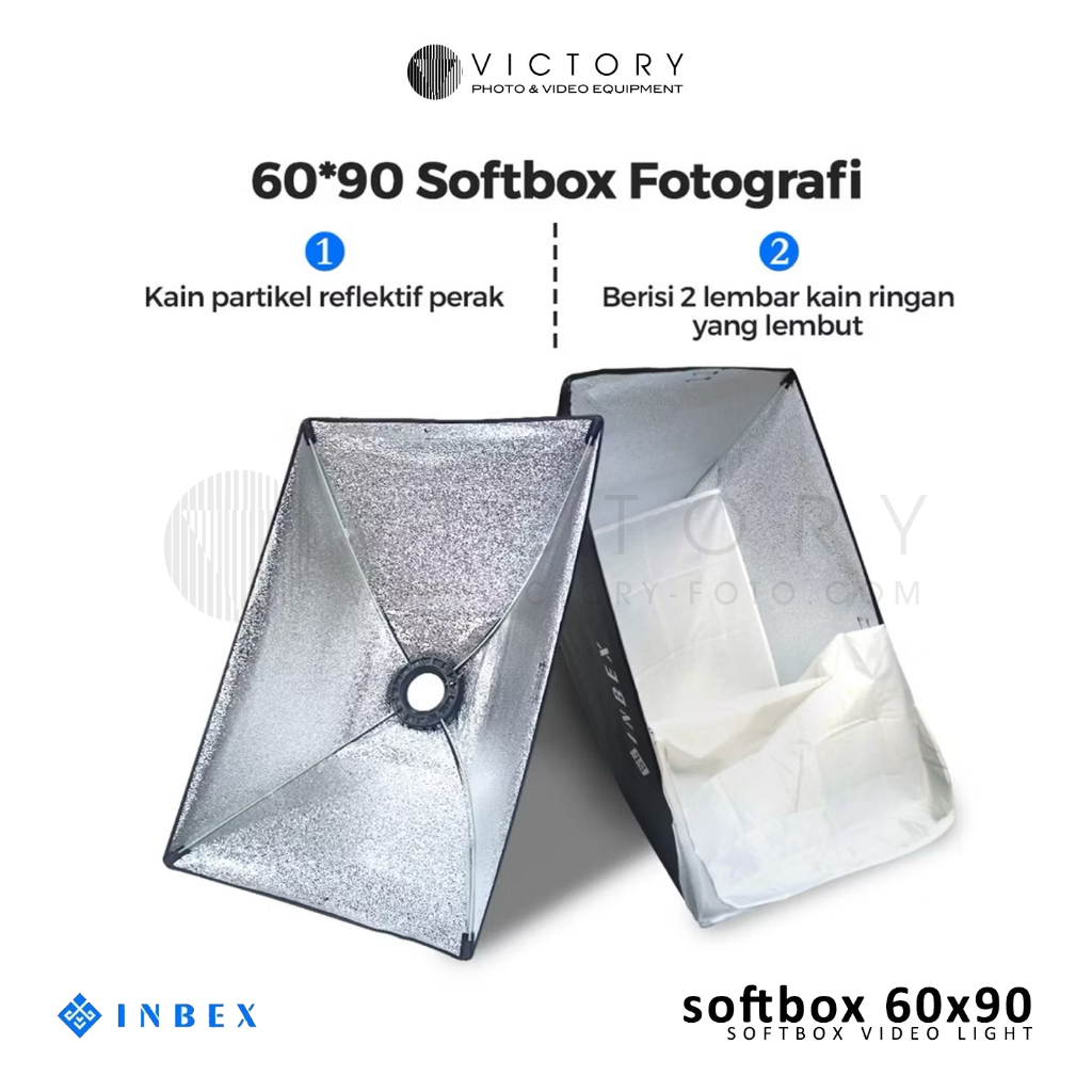 INBEX Softbox Square 60x90 & Softbox Lantern 65cm, aksesoris Lampu studio