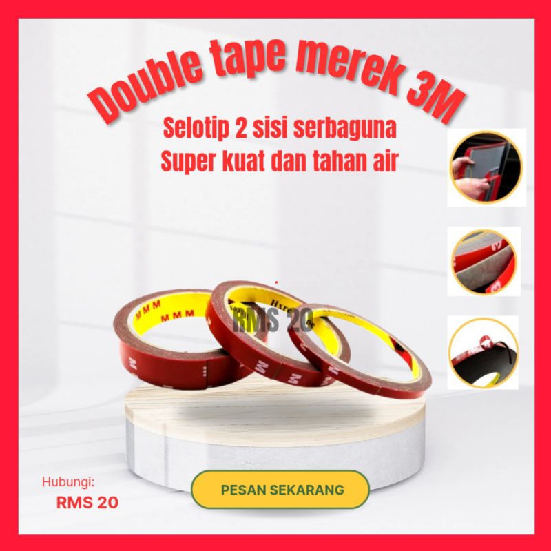 (merek 3M ) double tape merah lakban double tape 2 sisi lakban super kuat double tape super kuat lak
