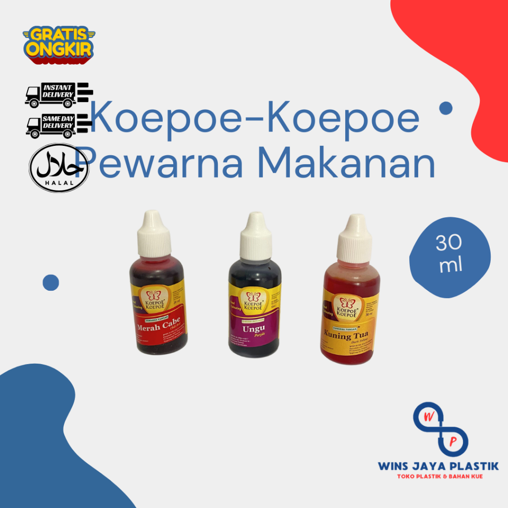 

Pewarna Makanan Koepoe Koepoe 30 ml | Kupu Kupu Pewarna | Merah Cabe | Kuning Tua | Ungu