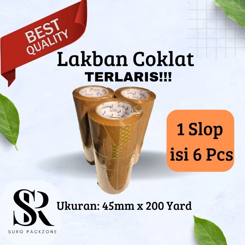 

Lakban Coklat 45mm x 200 yard 1 slop isi 6 pcs / isolasi / selotip / Tape Daya lekat kuat