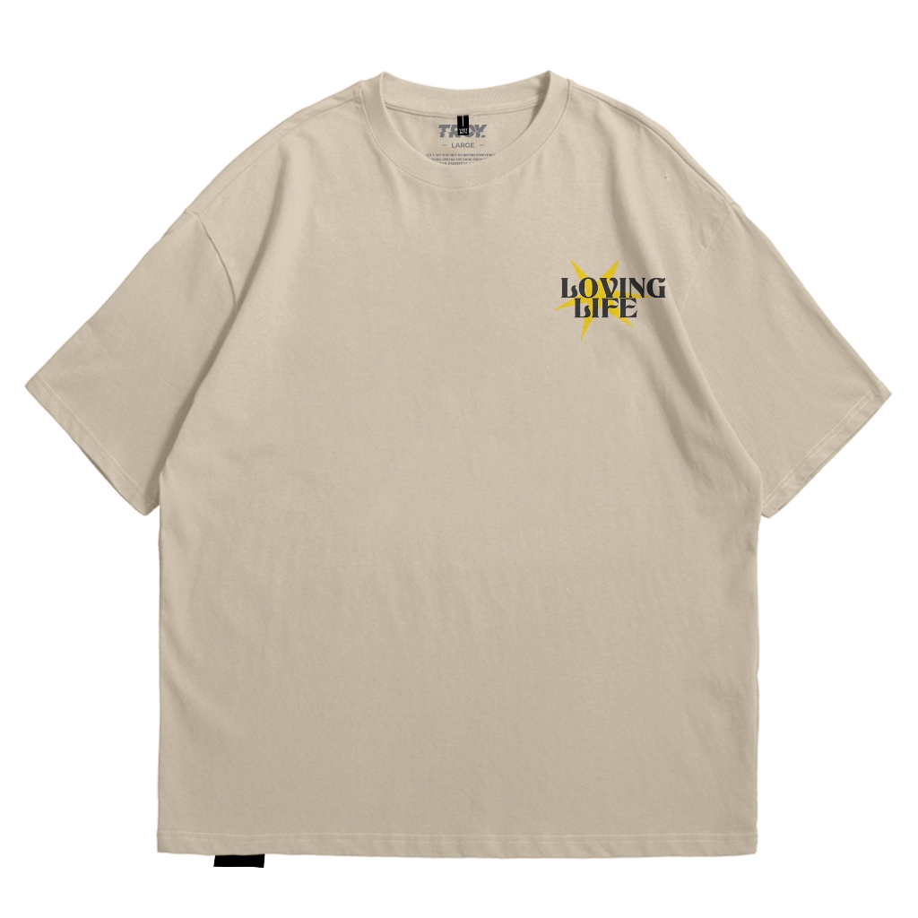 Troy Company Oversize Tshirt Beige Loving Life - Kaos Oversize Coklat Beige Lengan Pendek OVD 3025