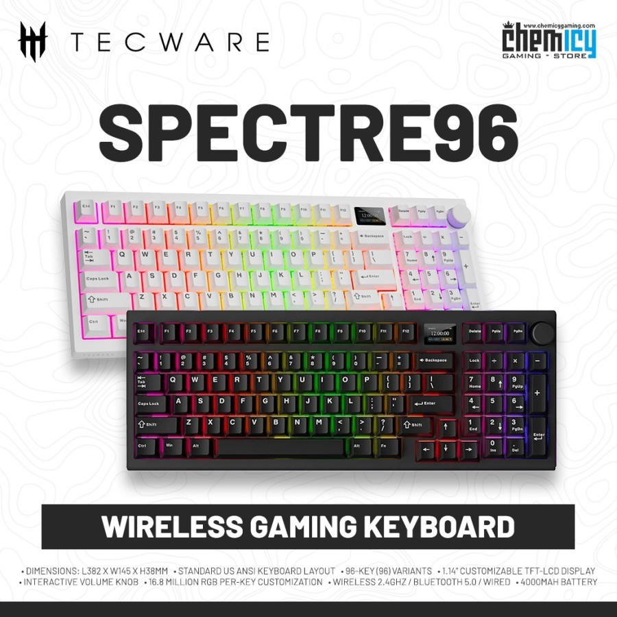Tecware Spectre 96 Gasket Mounted Tri-mode Wireless Mechanical Gaming Keyboard