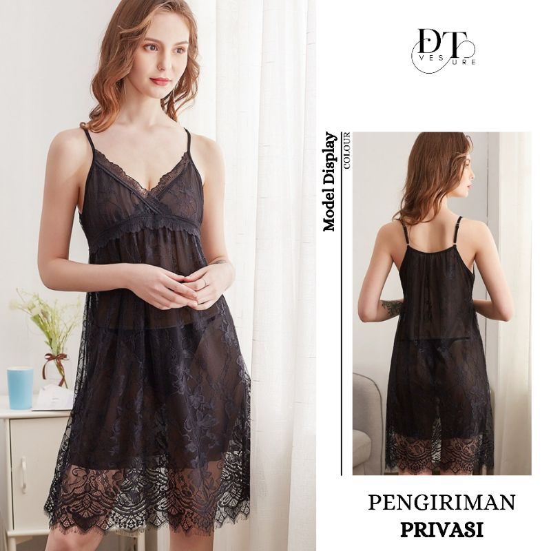 Lingerie Seksi Set ALL Size Double Layer Baju Tidur Wanita Dress Set D-18 Dvesture
