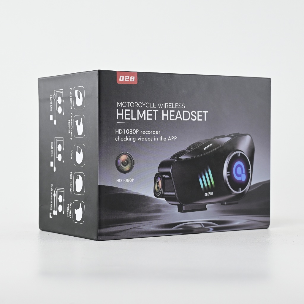 Q28 Kamera helm perekam berkendara sepeda motor headset Bluetooth helm dengan kamera helm video HD 1