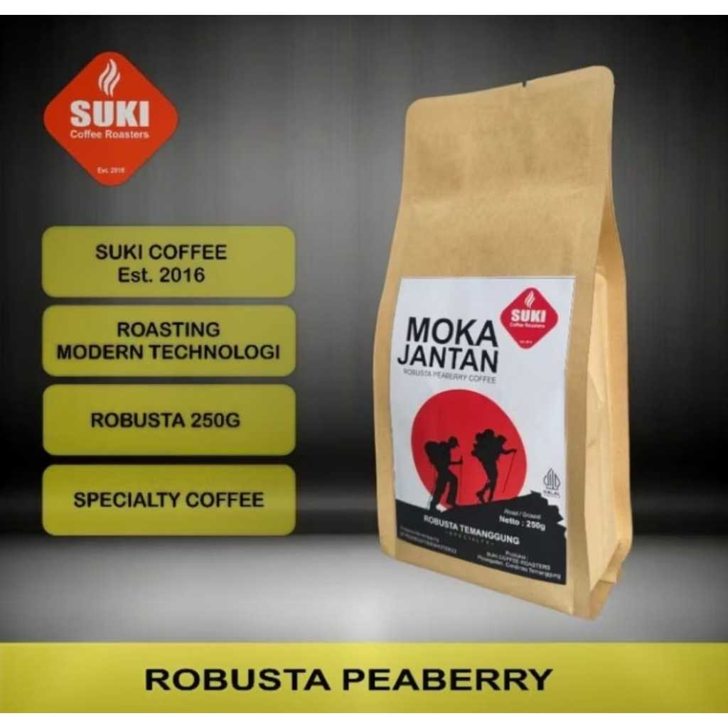 

KOPI MURNI ROBUSTA PEABERRY/ MOKA JANTAN/ KOPI ROBUSTA JANTAN/ BUBUK KOPI 150g/ 200g/ 250g