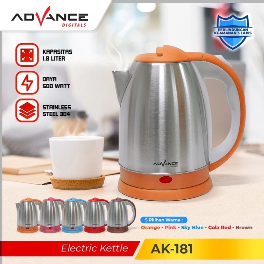 New Product Advance Ak151 Ak 151 Teko Ceret Listrik Kettle Pemanas Air 1,5L / Teko Listrik 1.8 Liter