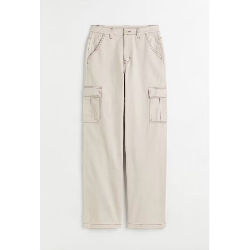h&m baggy cargo jeans beige