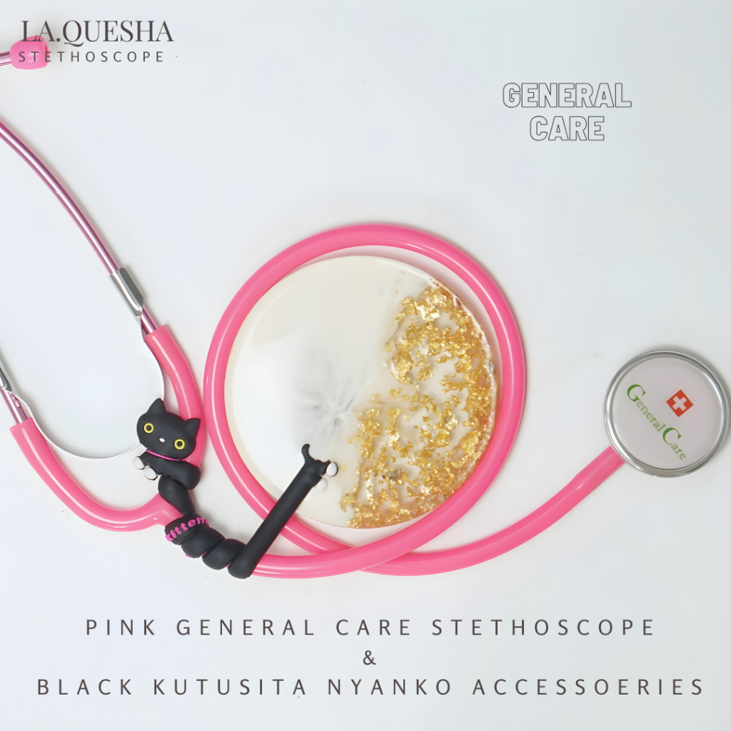 Black One Health, Pink General Care Stethoscope & Kutusita Nyanko Stethoscope Accessories
