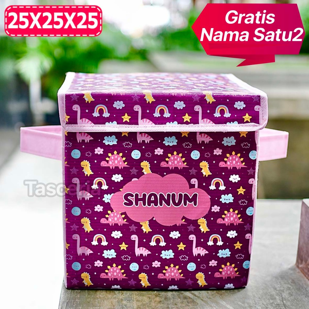 

Toys box Kotak Storage Mainan Custom Dino Pink Souvenir Ulang Tahun Anak