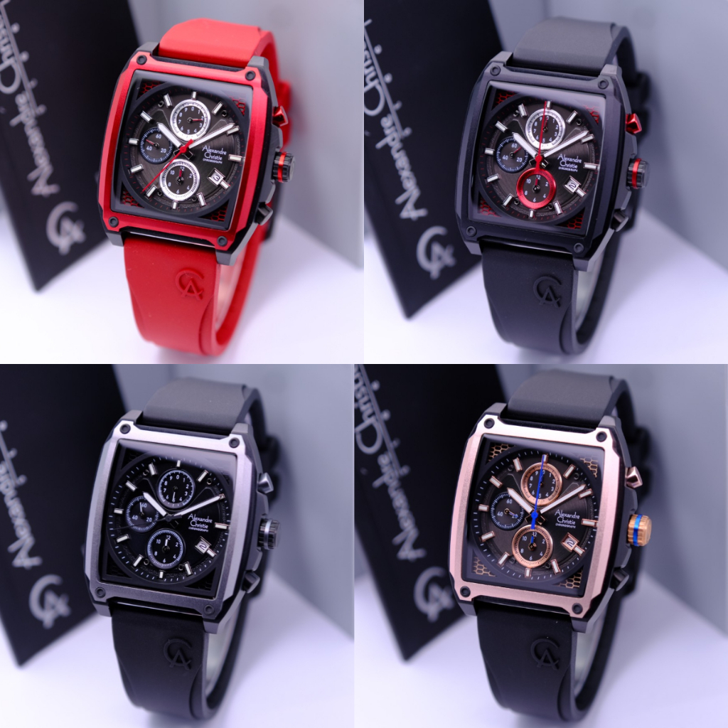 ORIGINAL Jam Tangan Pria Alexandre Christie AC 6614 AC6614 Original Garansi Resmi 1 tahun - Rubber