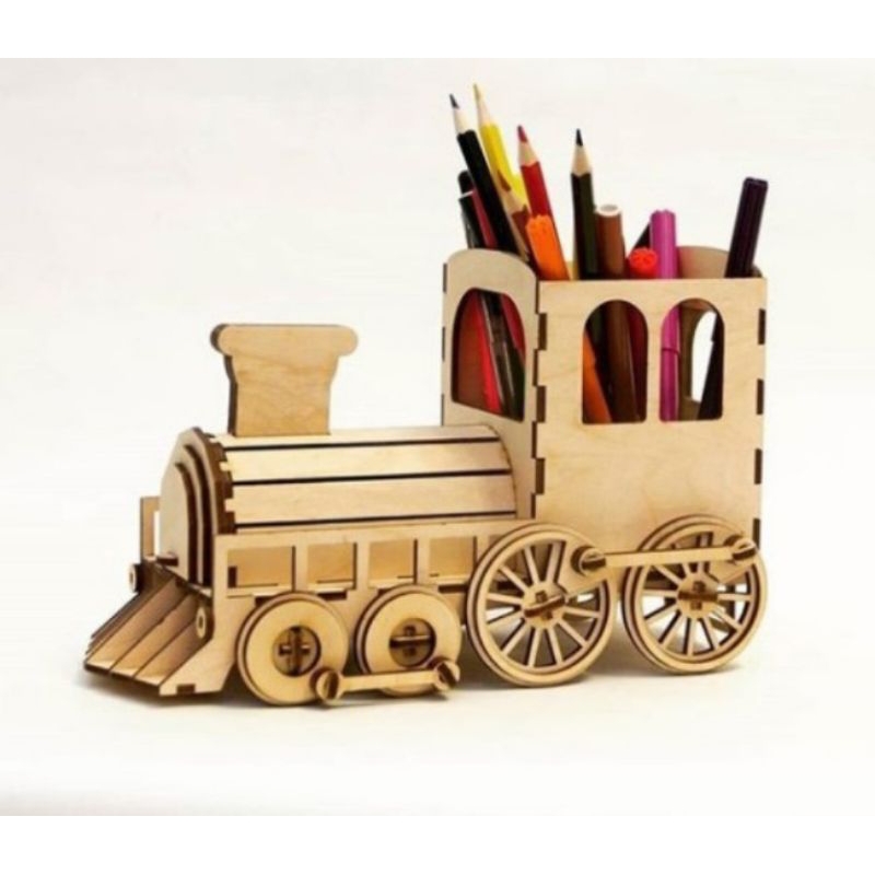 

tempat pensil kayu bentuk kereta api | tempat pensil meja kerja kereta api | wooden craft