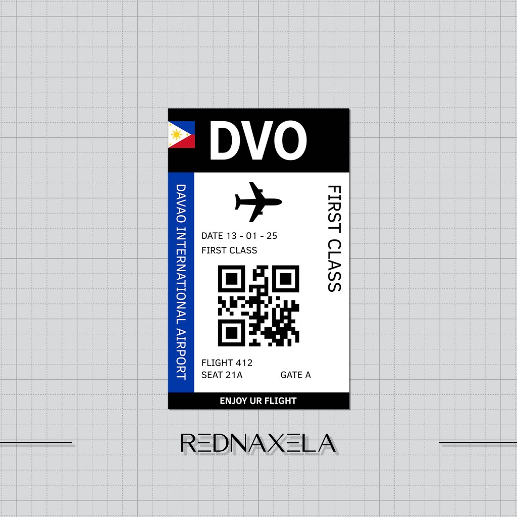 

Stiker Vinyl Airplane Ticket DVO Travel Suitcase Sticker