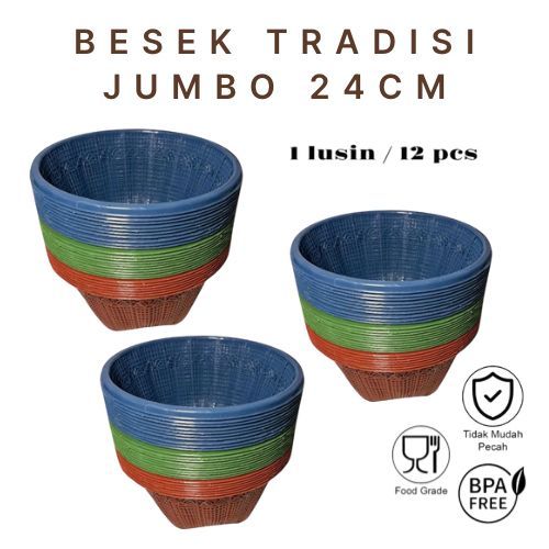 1 Lusin 12 Pcs Besek Tradisi Jumbo Hajatan Plastik Murah Tebal Berkualitas Kitchenware Ceting Plasti