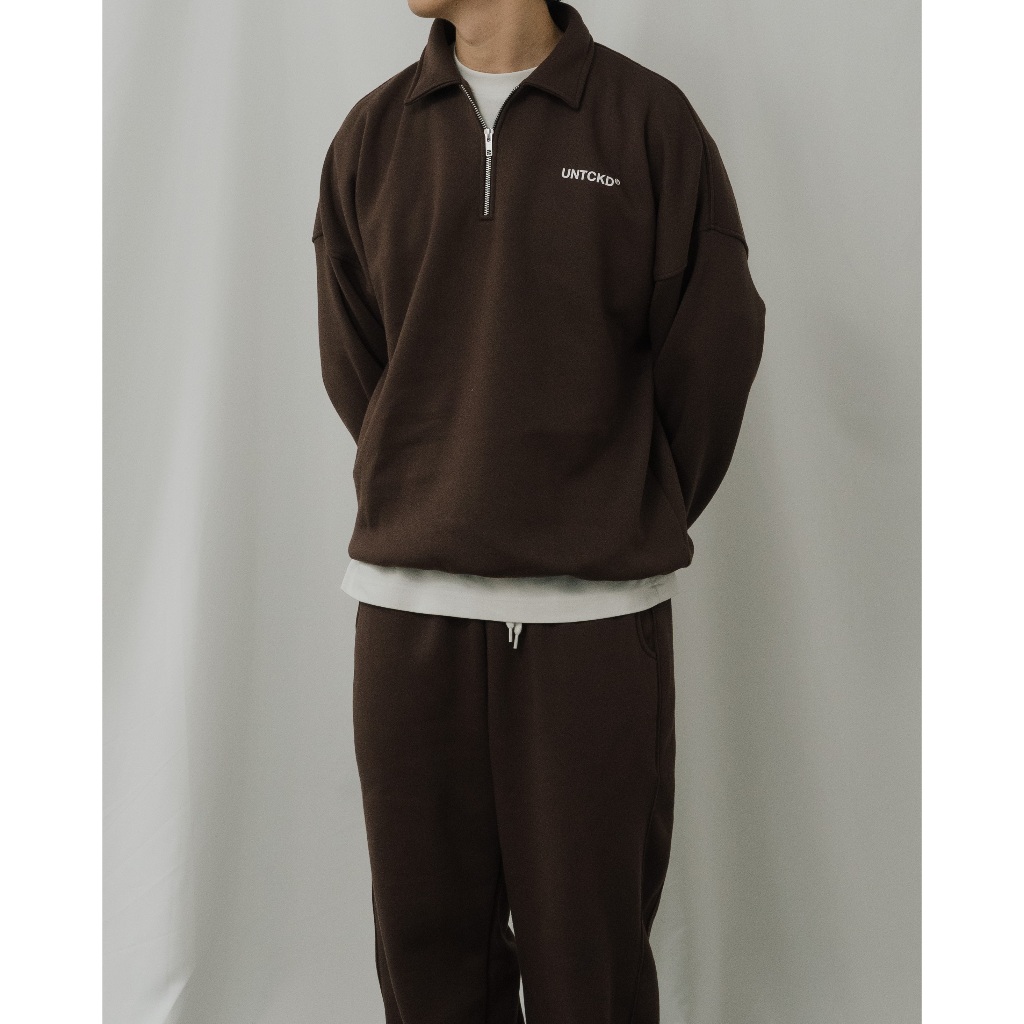 TAN Halfzip Rugby Shirt Brown