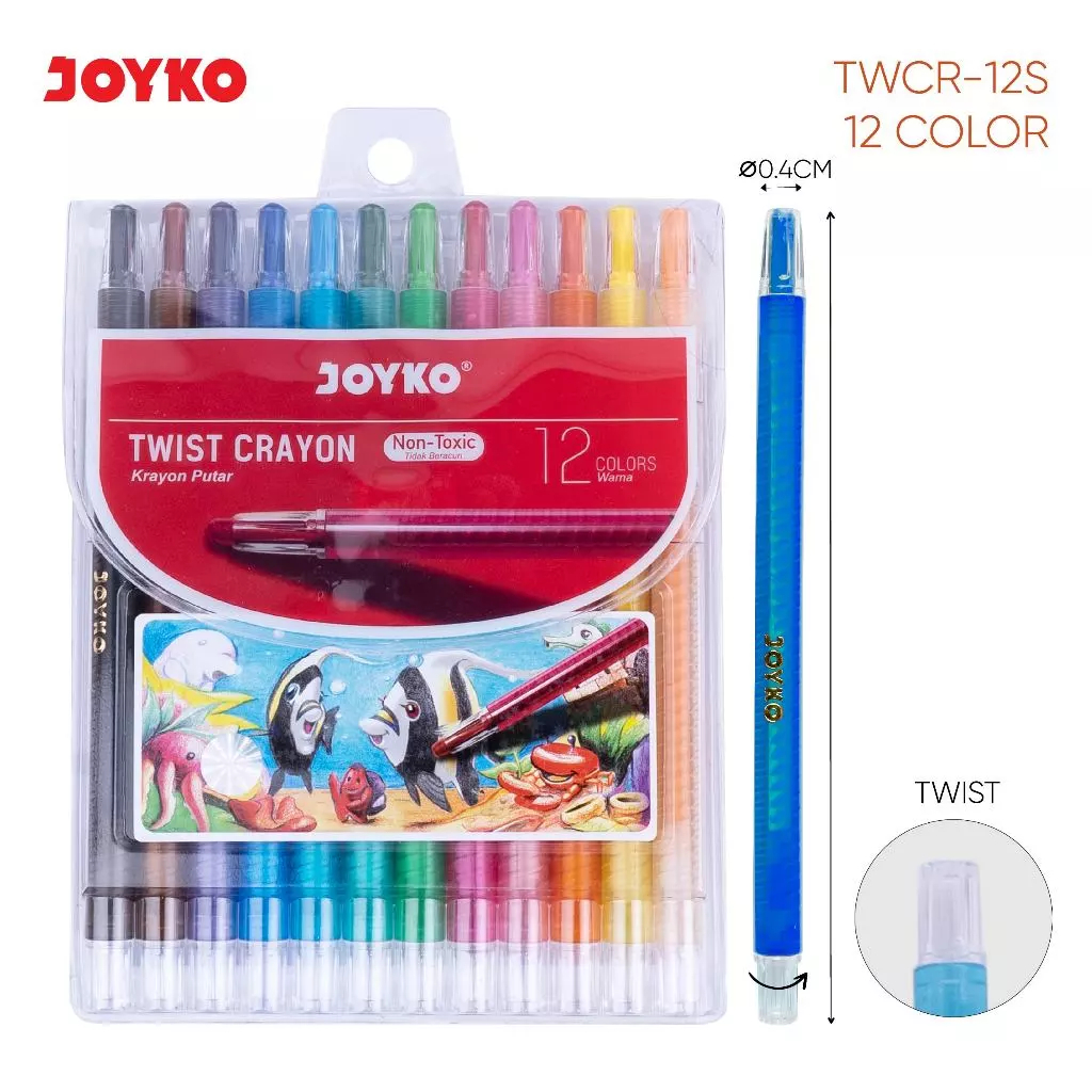 

Krayon Putar Twist Crayon Joyko TWCR 12 Warna (SET)
