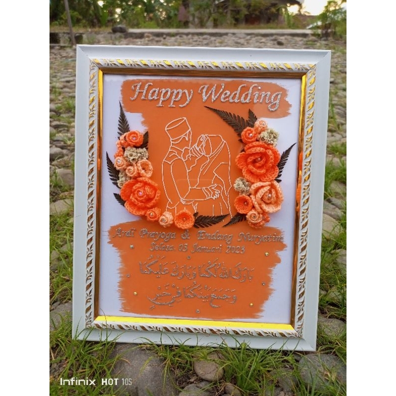 KADO PERNIKAHAN AESTHETIC, HENNA CRAFT FRAME, KADO WISUDA, ULTAH, ANNIVERSARY,DLL(UKURAN 20X25CM)