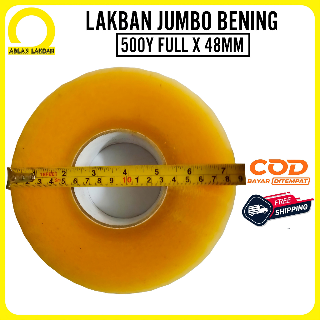

Lakban Bening 500 Yard Full x 48mm / Lakban Jumbo Bening 2 Inch x 500 Meter