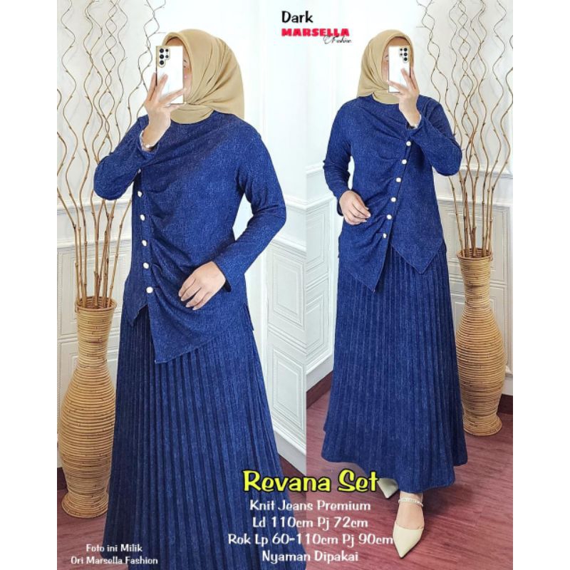 REVANA SET BY MARSELLA/SET ROK PLISKET KNIT JEANS BEST SELLER