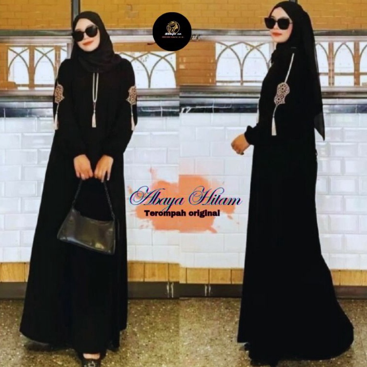 KODE Q89Q ABAYA HITAM BORDIR TURKEY GAMIS HITAM MUSLIMAH TEROMPAH ORIGINAL