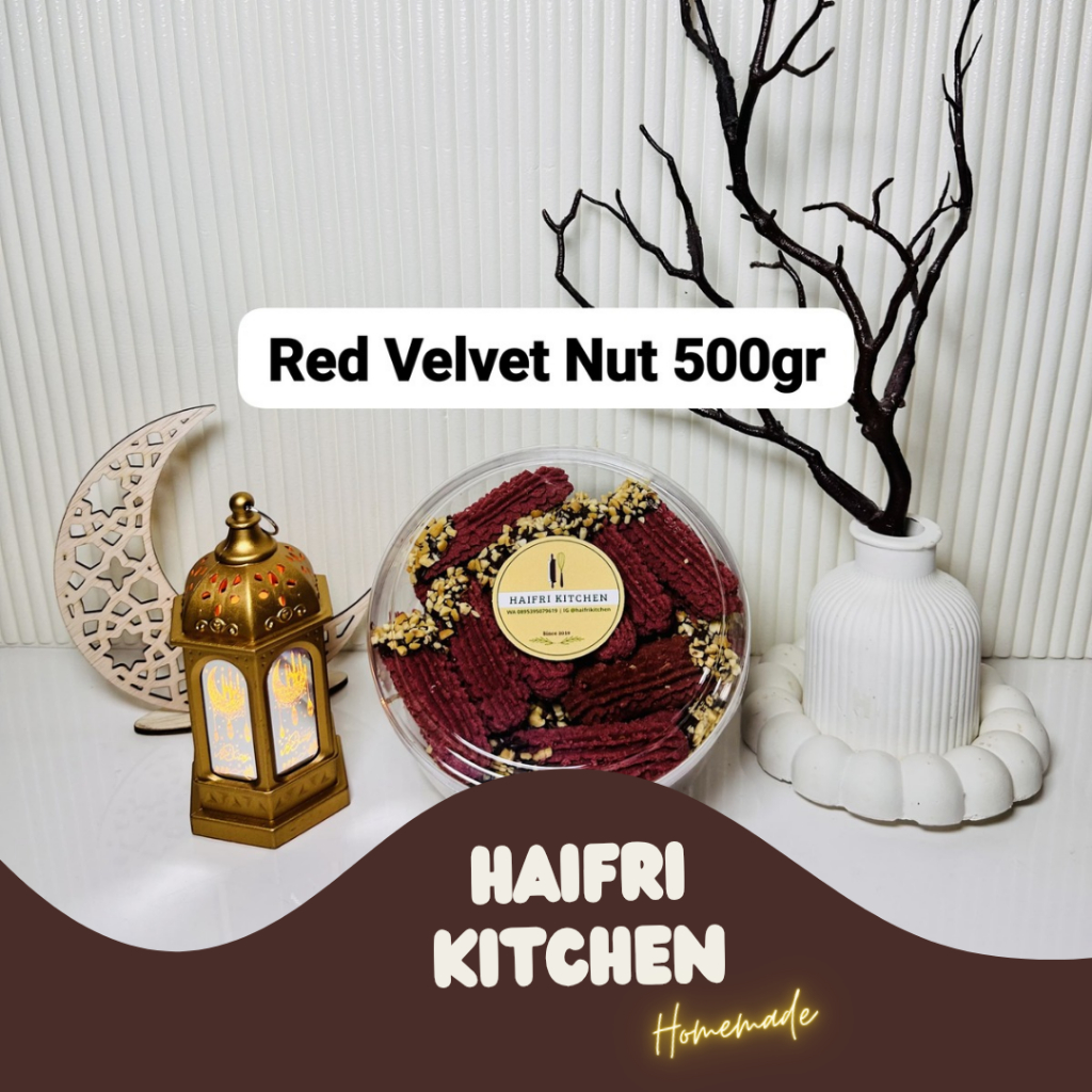 

HAIFRI KITCHEN - Red Velvet Nut 500gr, Cookies Red Velvet Hari Raya, Kue Kering Lebaran Homemade