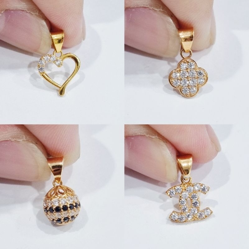 Liontin Emas Asli 8K Model Hati, Van Cleef, Bola & CC - B9
