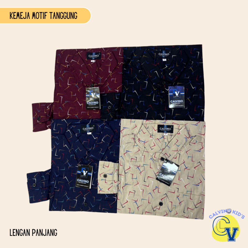 Baju Kemeja Anak Tanggung Remaja Laki-laki CALVINO usia 12-15 tahun ABG Cowok Katun Sretch Lengan Pa