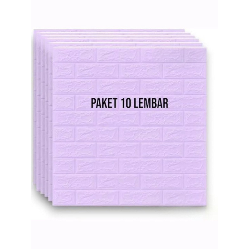 Wallpaper Dinding Bata Foam 3D [PAKET 10 LEMBAR] Uk. 70x38cm Warna Bata Ungu