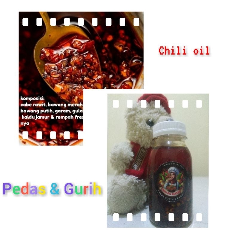 

chili oil - pedas - gurih - enak - kemasan botol praktis 90ml