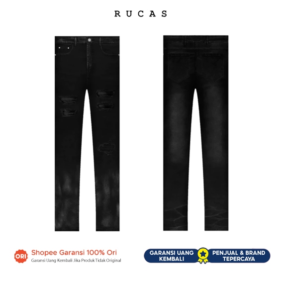 Rucas "Black Caviar" Leather Washed Jeans