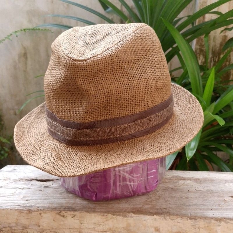 Topi Fedora jerami hat jazz preloved