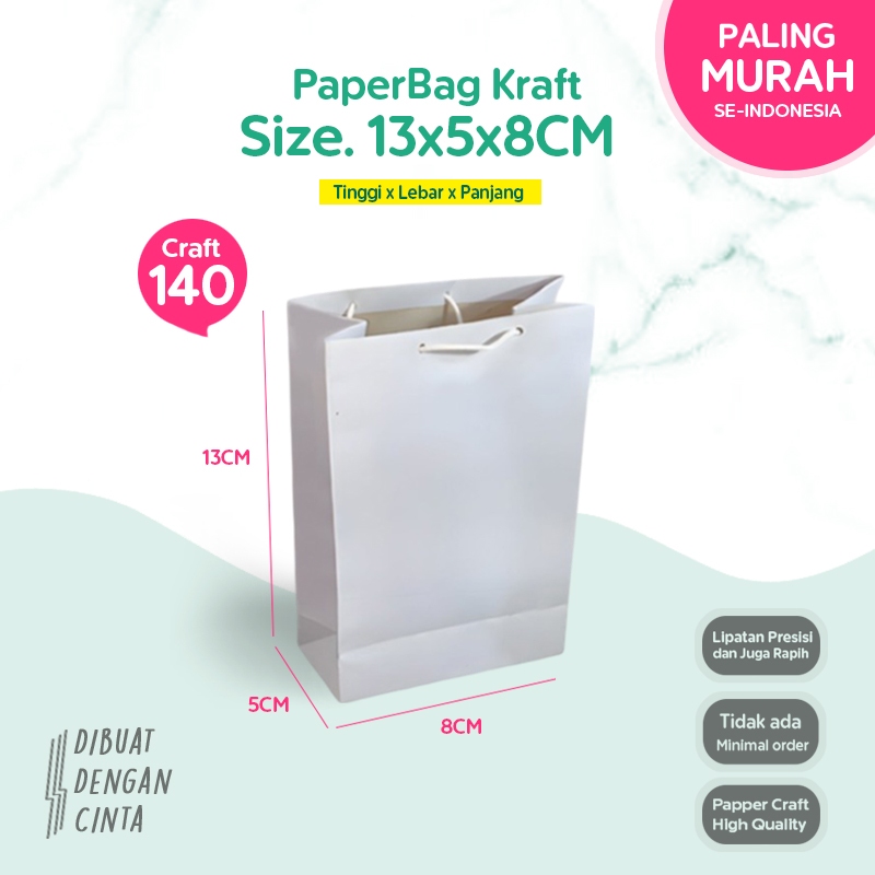 

(LINER) Paper Bag Putih Mini 13x5x8 CM / Paperbag Kado Parfume Souvenir / Papper Bag Polos Putih