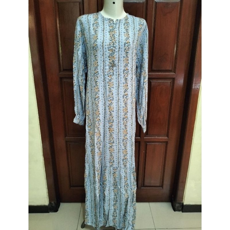 GAMIS RAYA TERBARU/ GAMIS RAYA WANITA/ GAMIS RAYA ETNIK/ GAMIS WANITA AZALIA SKY BLUE ETNIK