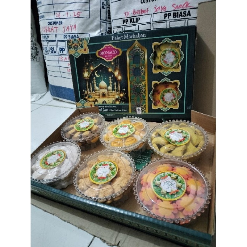 

Paket Lebaran monaco murah isi 6 toples, 55.000